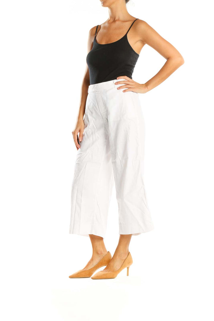 White Casual Culottes Pants