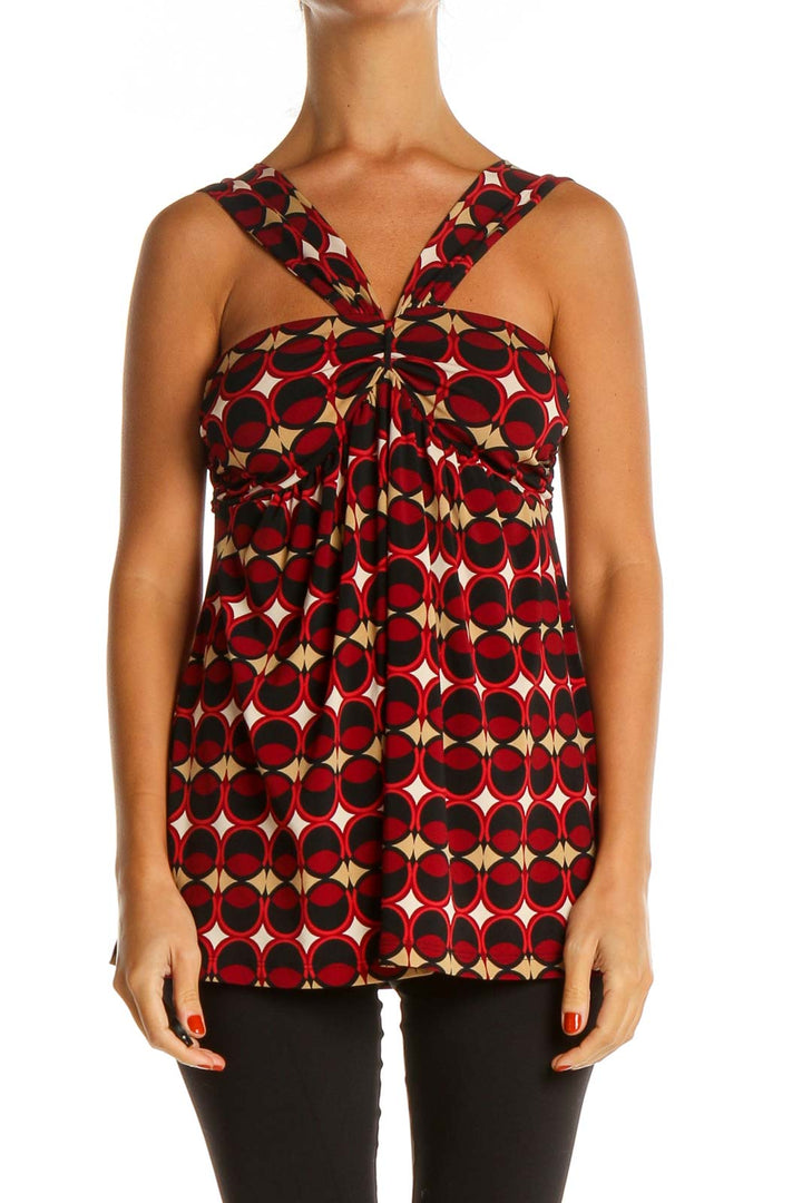 Red Geometric Print Blouse