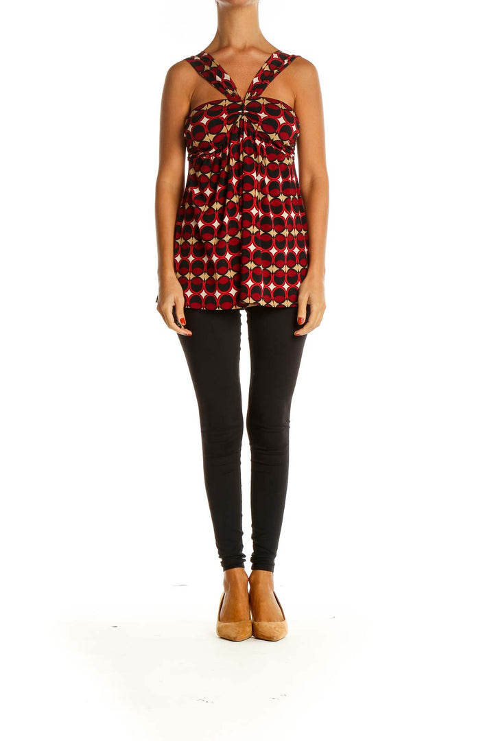 Red Geometric Print Blouse