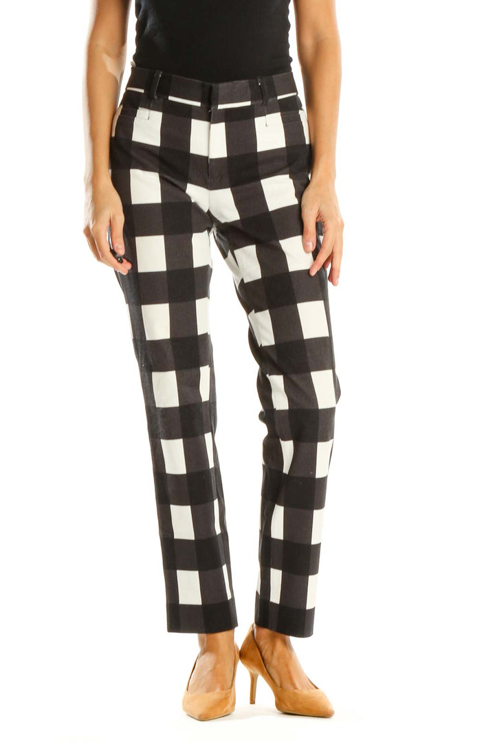 Black Checkered All Day Wear Trousers