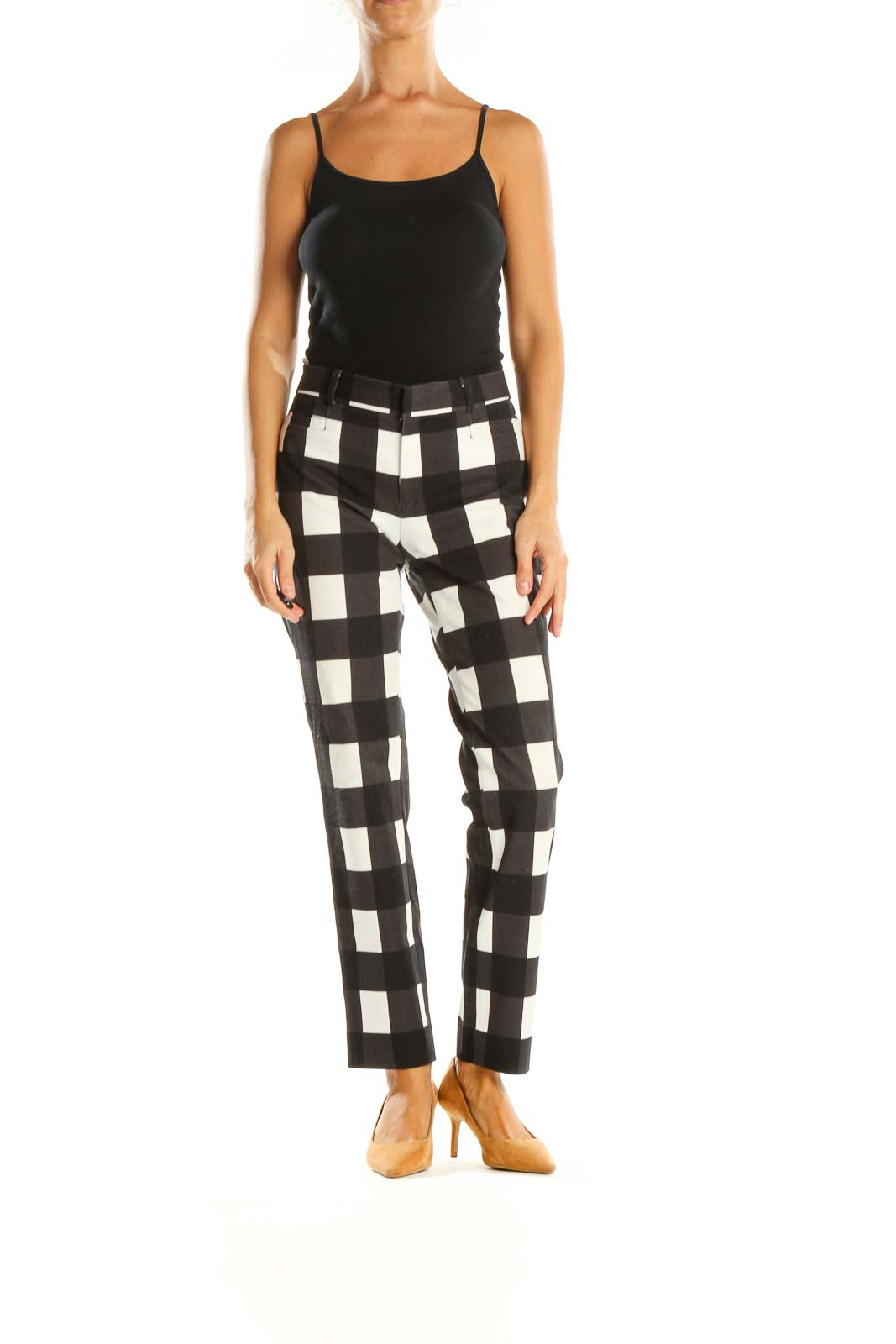 Black Checkered All Day Wear Trousers