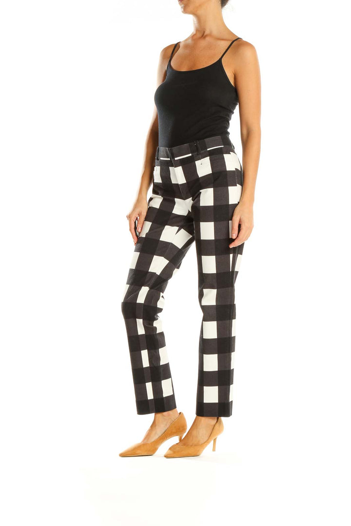 Black Checkered All Day Wear Trousers