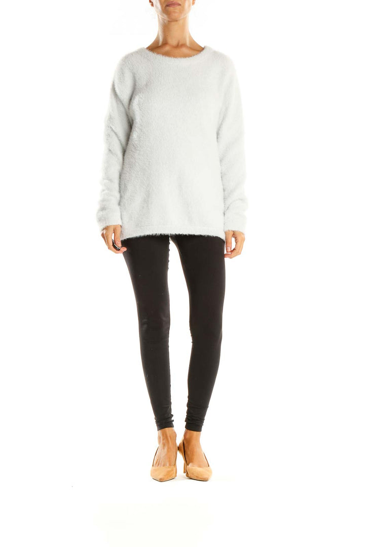 White Solid Classic Sweater