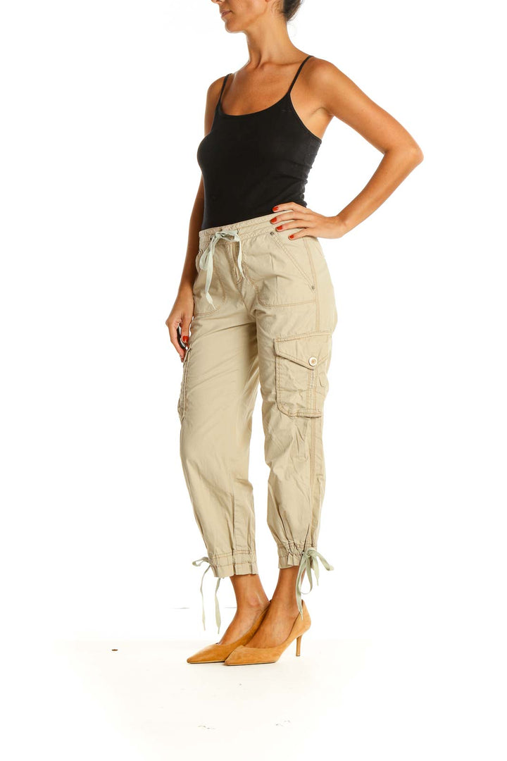 Beige Casual Cargos Pants