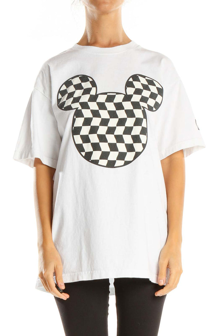 White Graphic Print All Day Wear T-Shirt