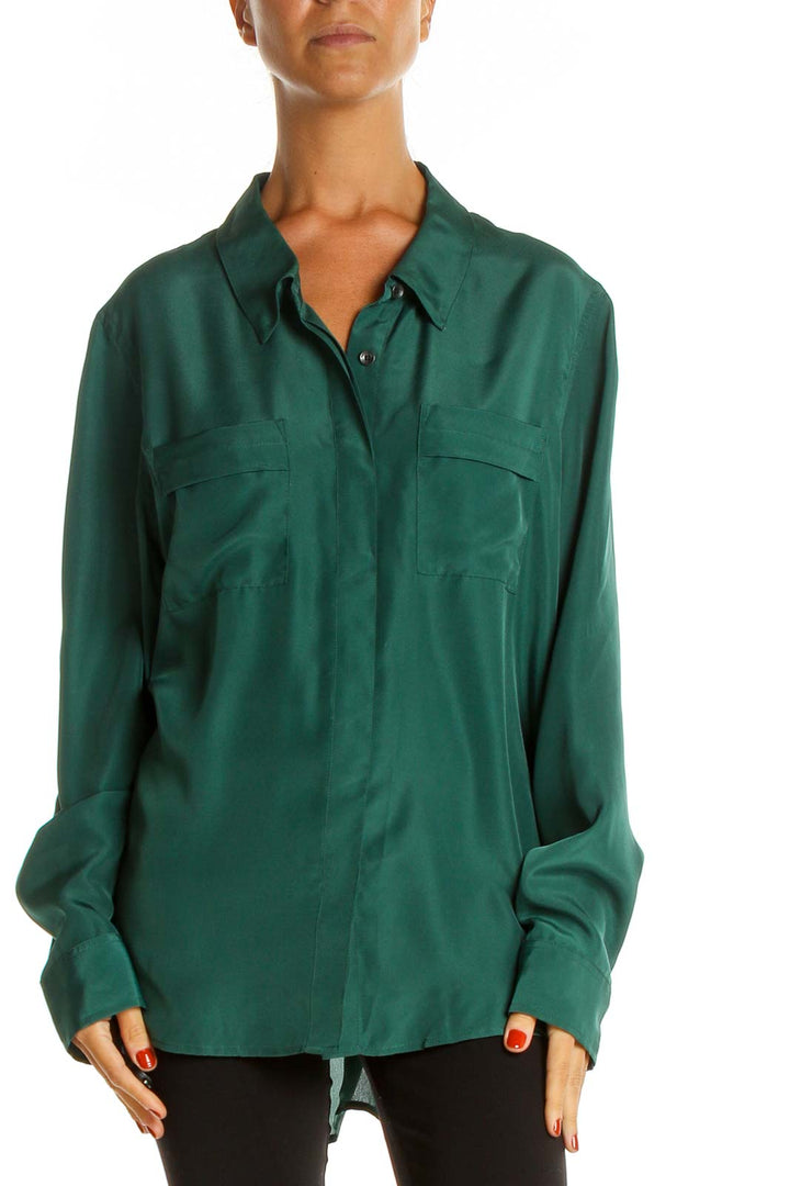 Green Solid All Day Wear Shirt