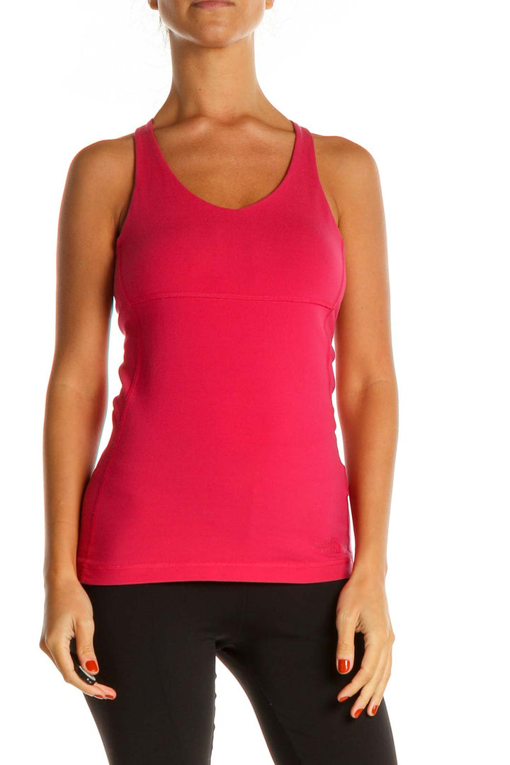 Pink Solid Activewear Tank Top