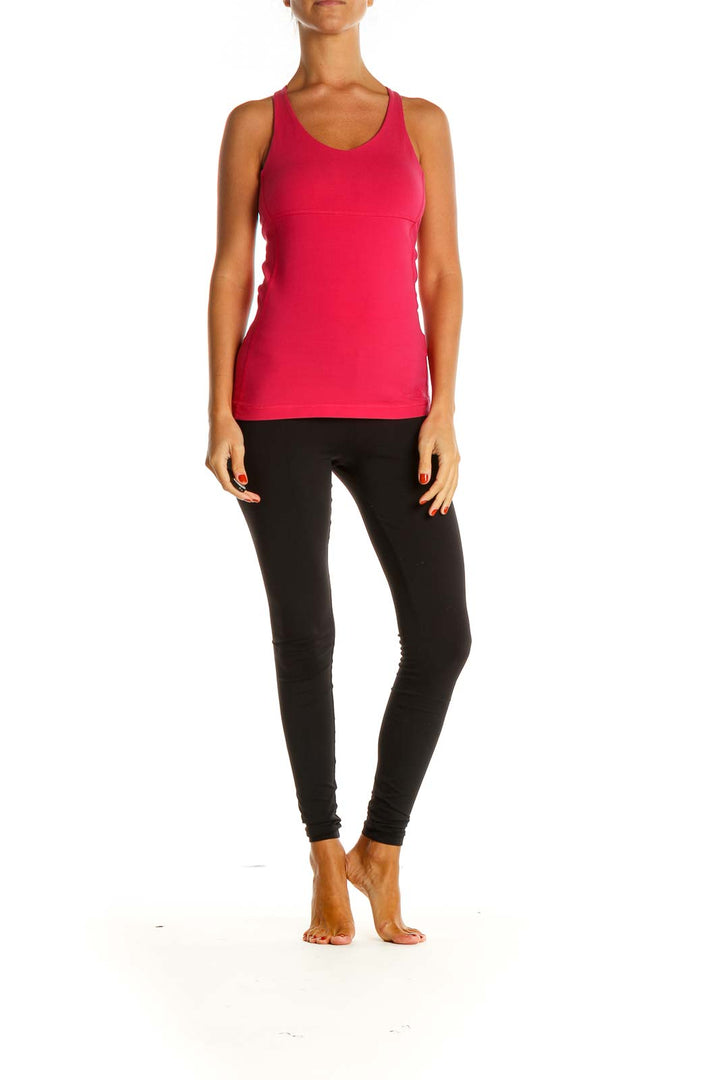 Pink Solid Activewear Tank Top