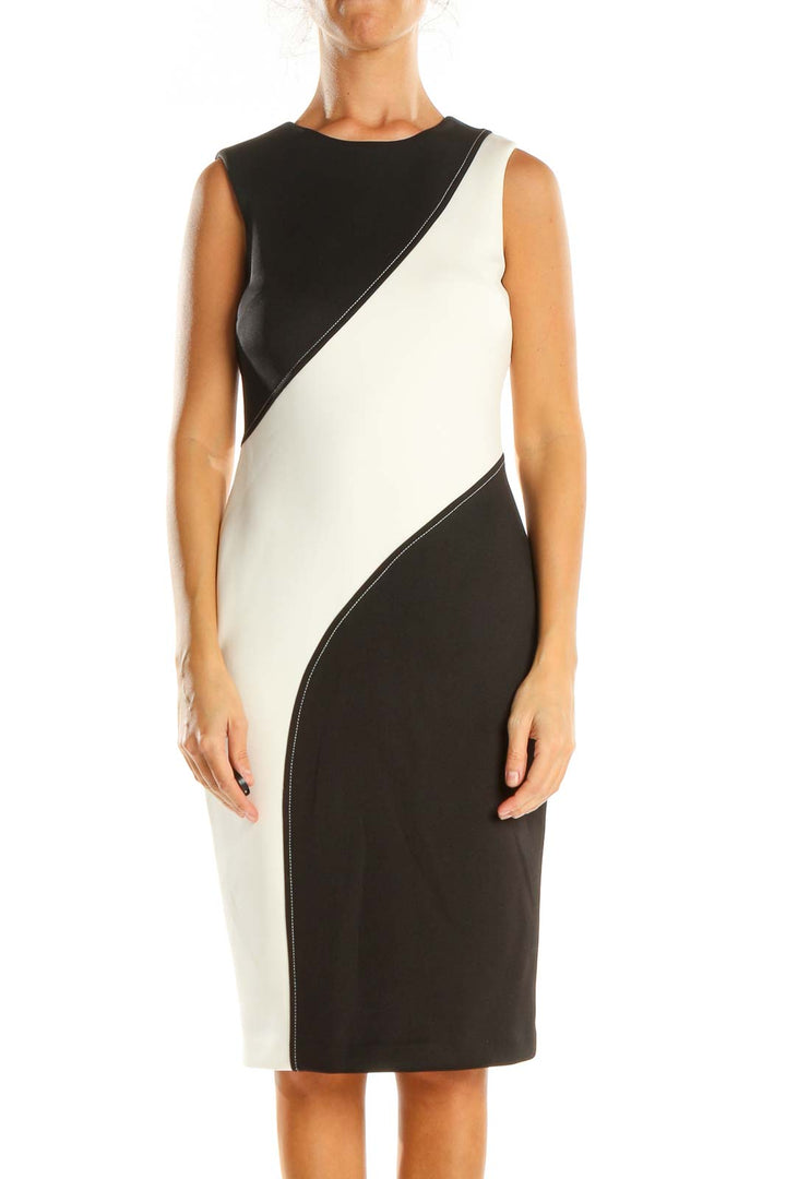 Black Colorblock Classic Sheath Dress