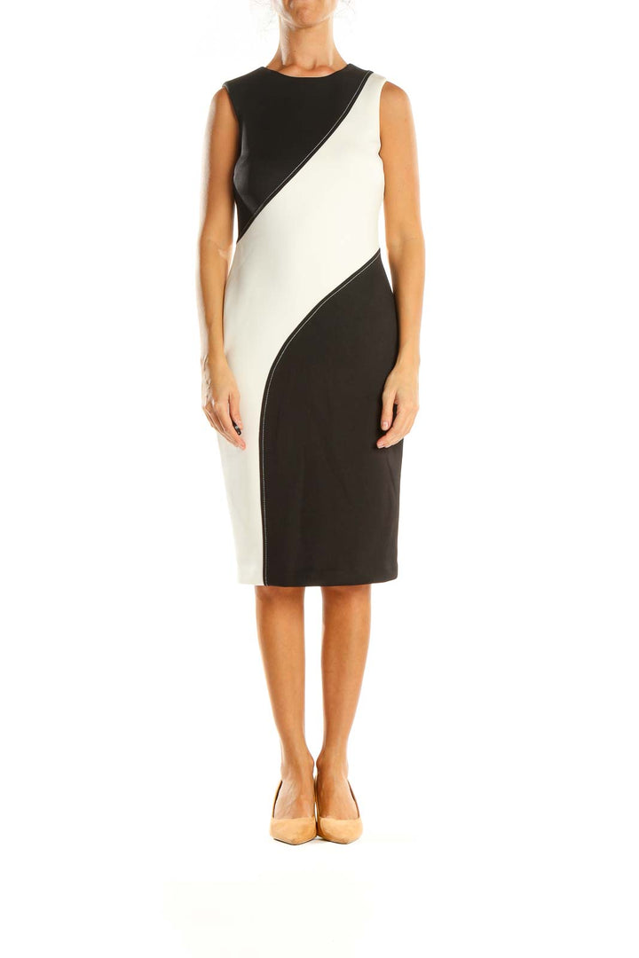 Black Colorblock Classic Sheath Dress