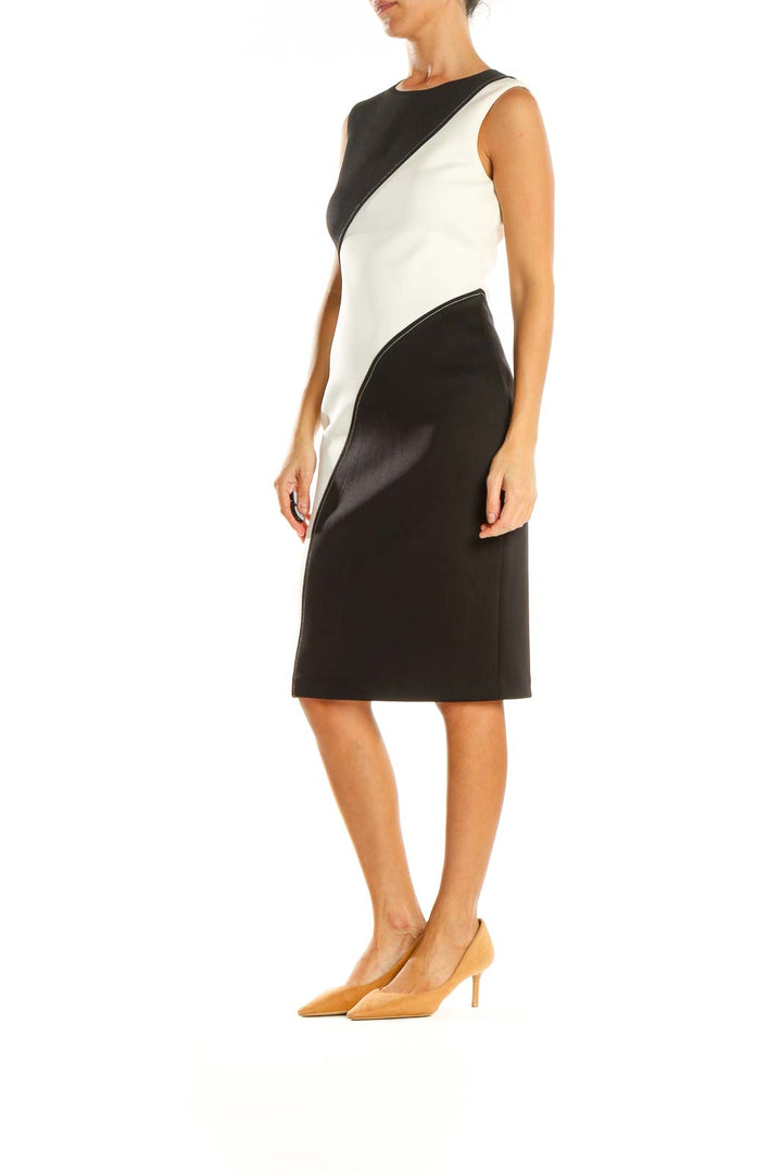 Black Colorblock Classic Sheath Dress