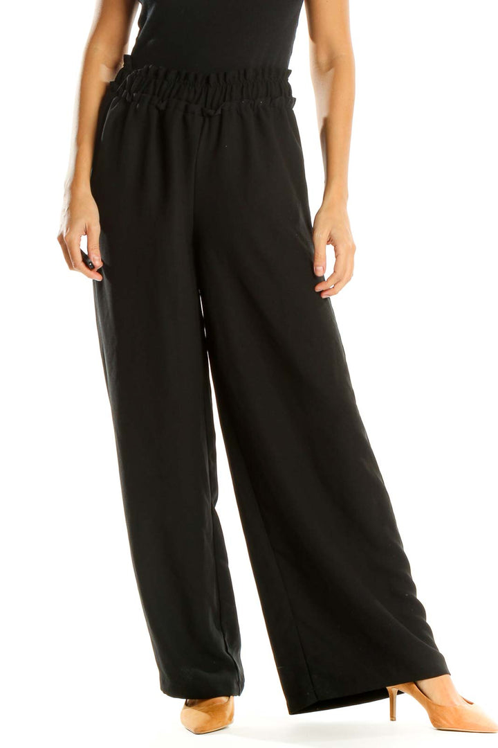 Black Solid Classic Pants