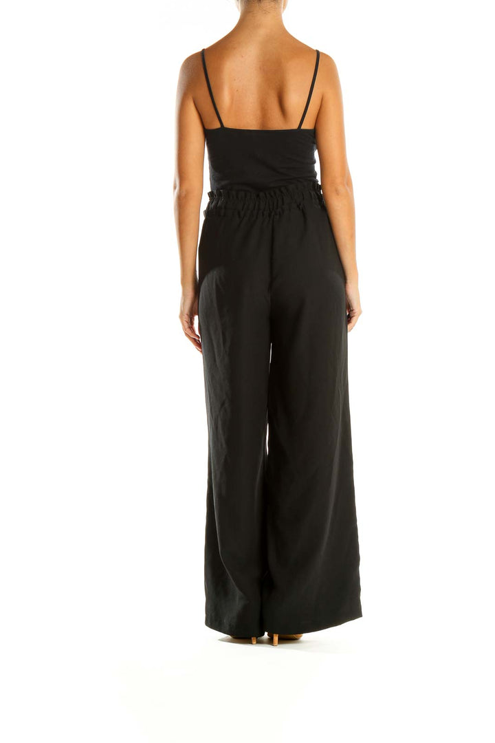 Black Solid Classic Pants