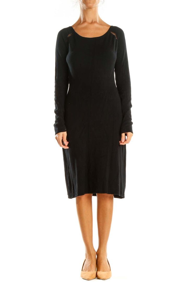 Black Solid Day Sheath Dress