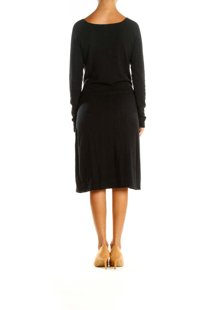 Black Solid Day Sheath Dress