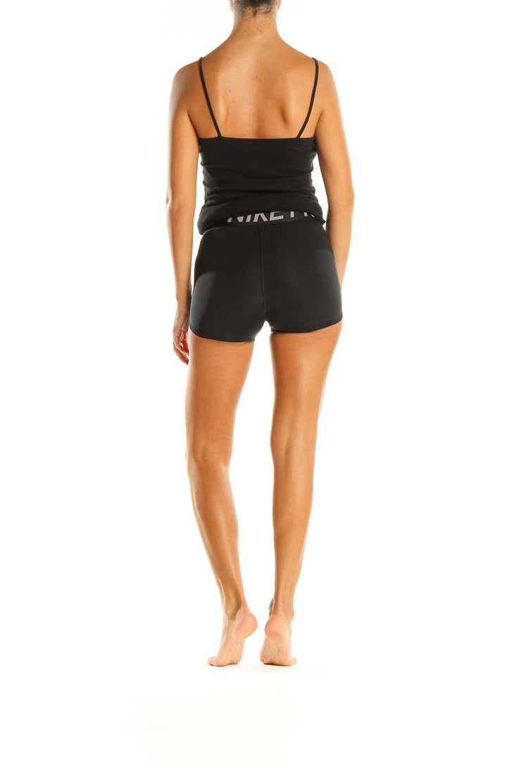 Black Graphic Print Activewear Shorts