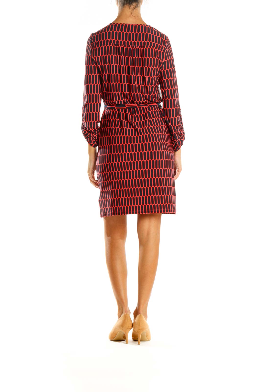 Red Printed Day Sheath Dress