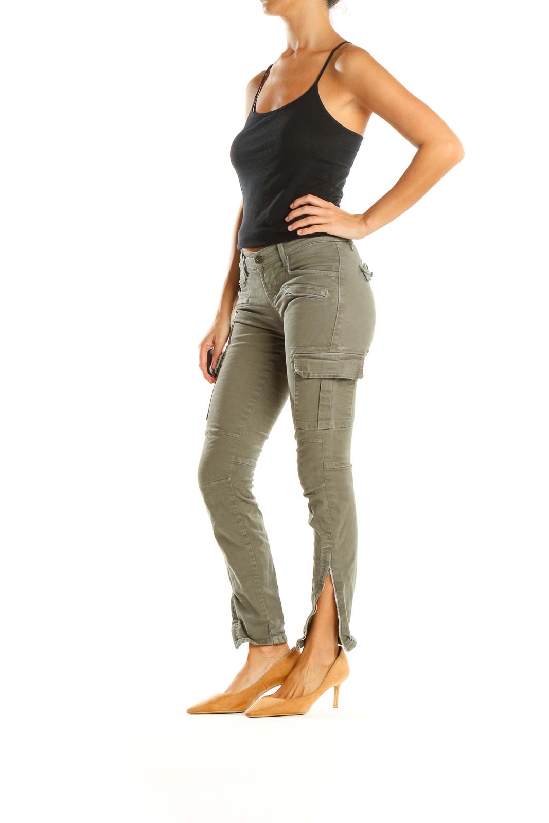 Green Cargo Skinny Jeans