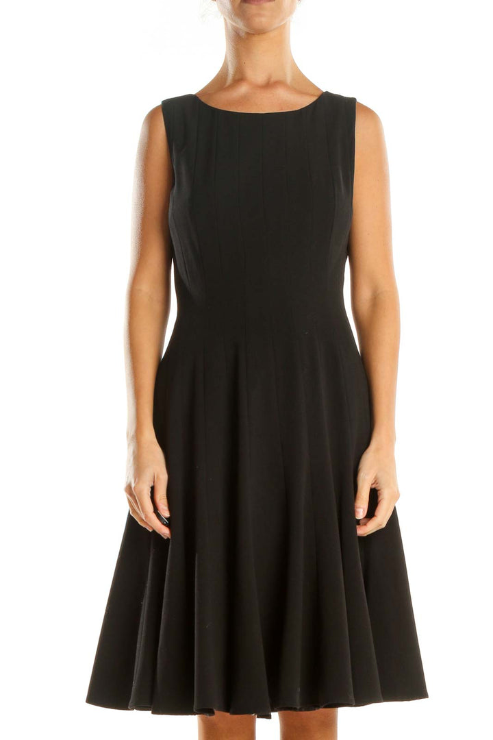 Black Solid Classic Fit & Flare Dress