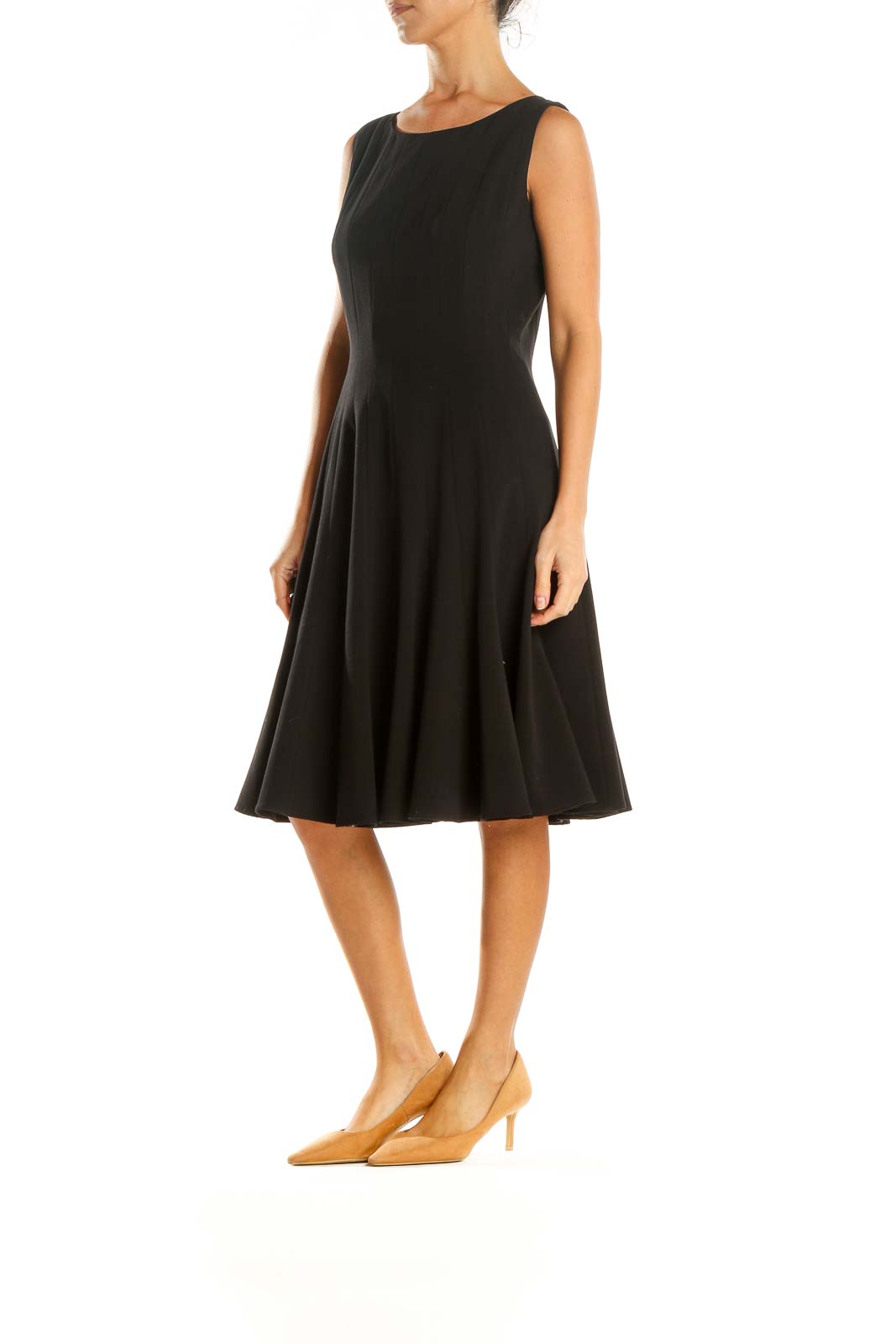 Black Solid Classic Fit & Flare Dress