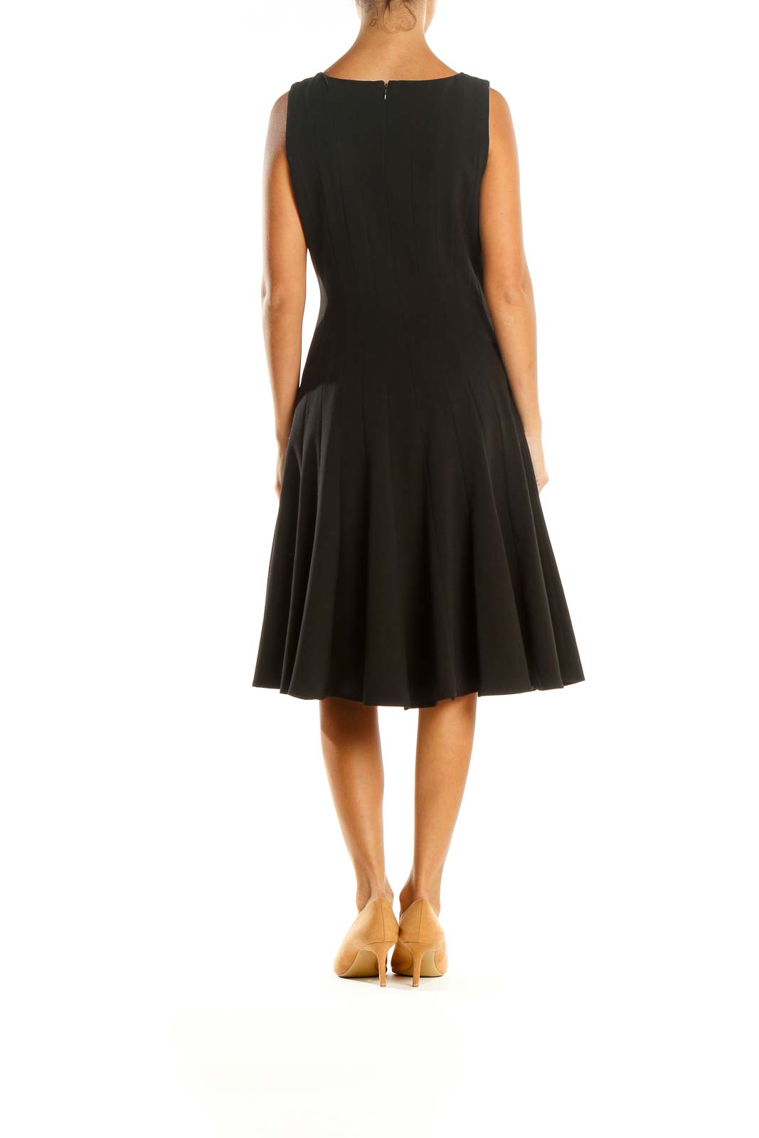 Black Solid Classic Fit & Flare Dress