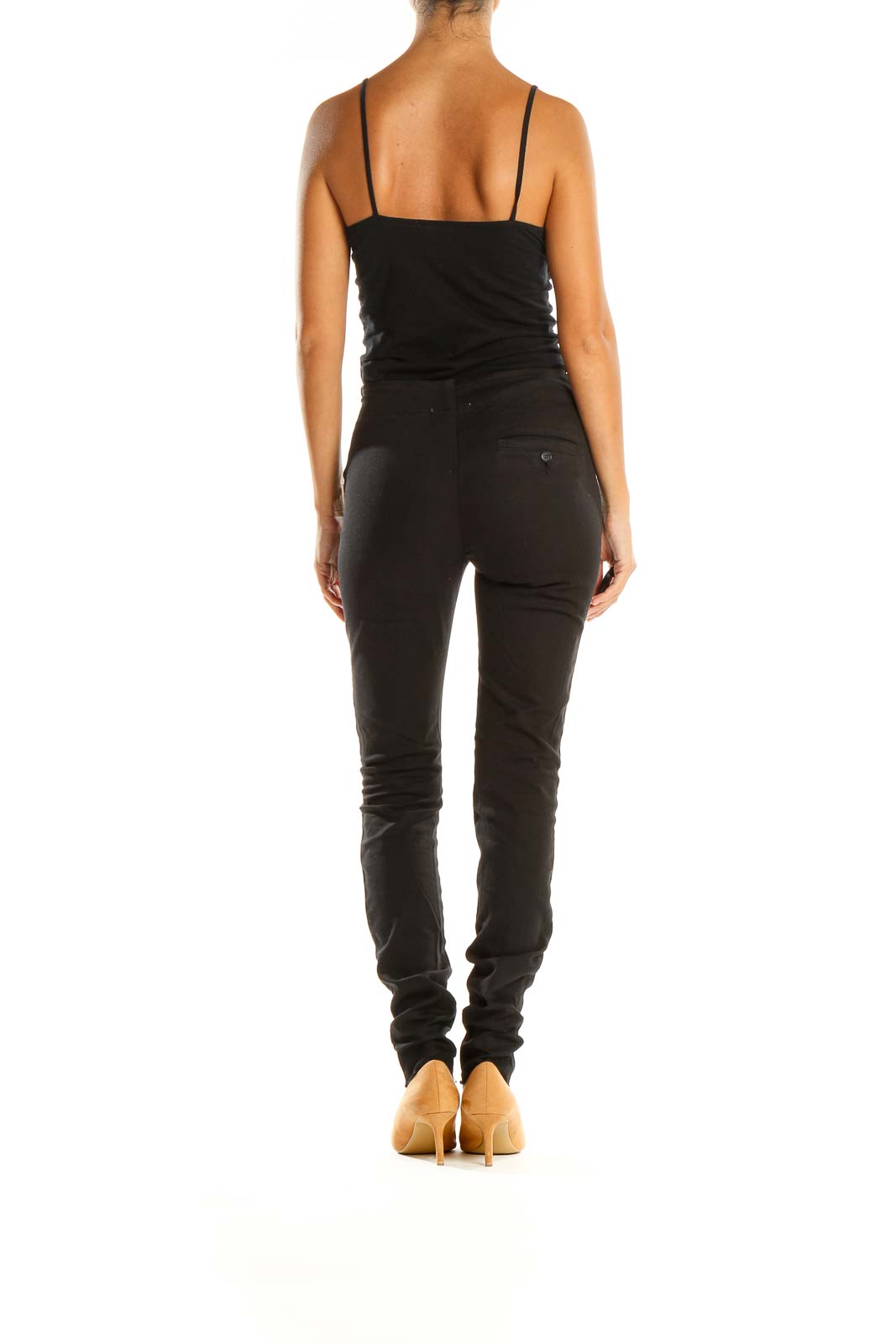 Black Solid Casual Leggings