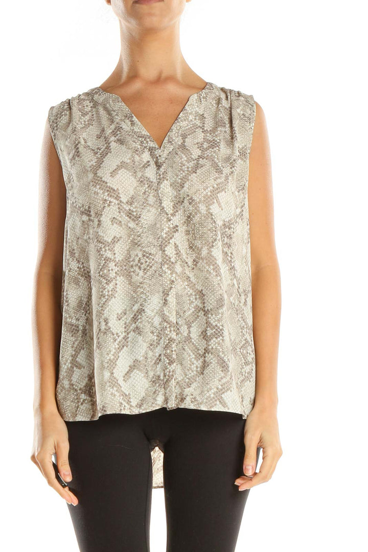 Gray Animal Print All Day Wear Blouse