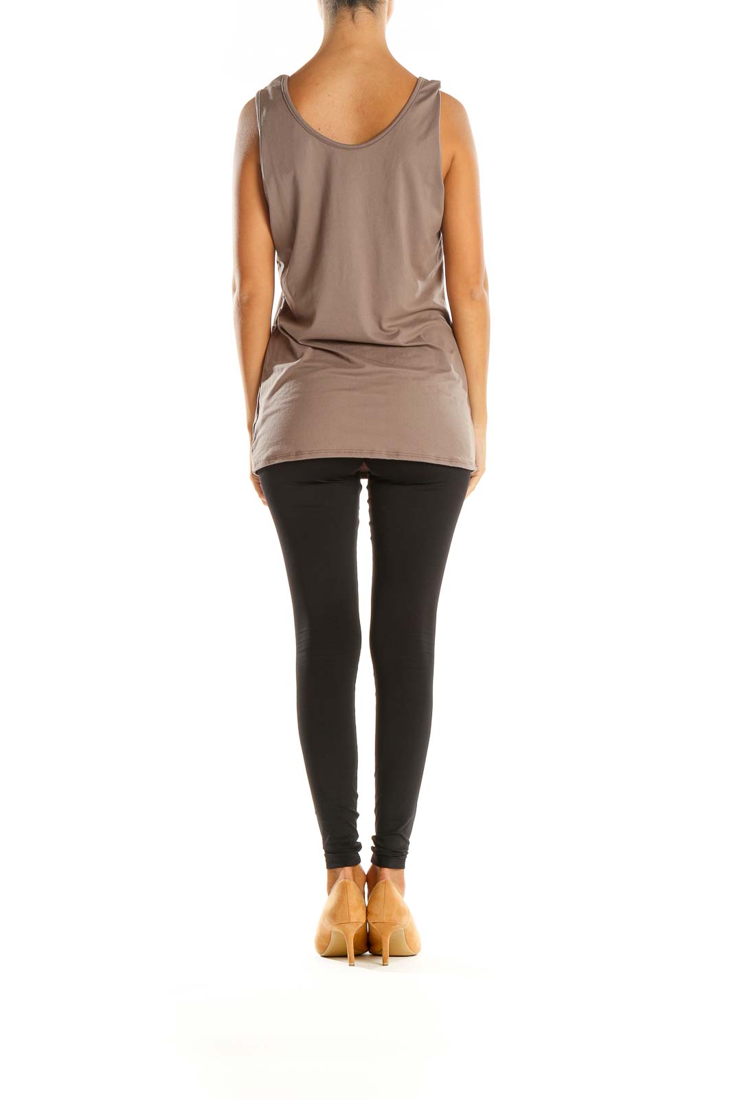 Brown Solid Tank Top