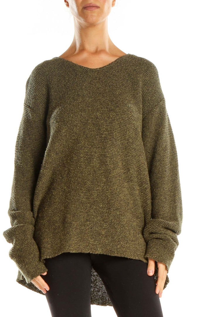 Green Textured Classic Sweater