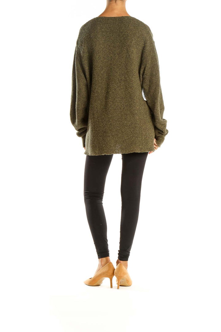 Green Textured Classic Sweater