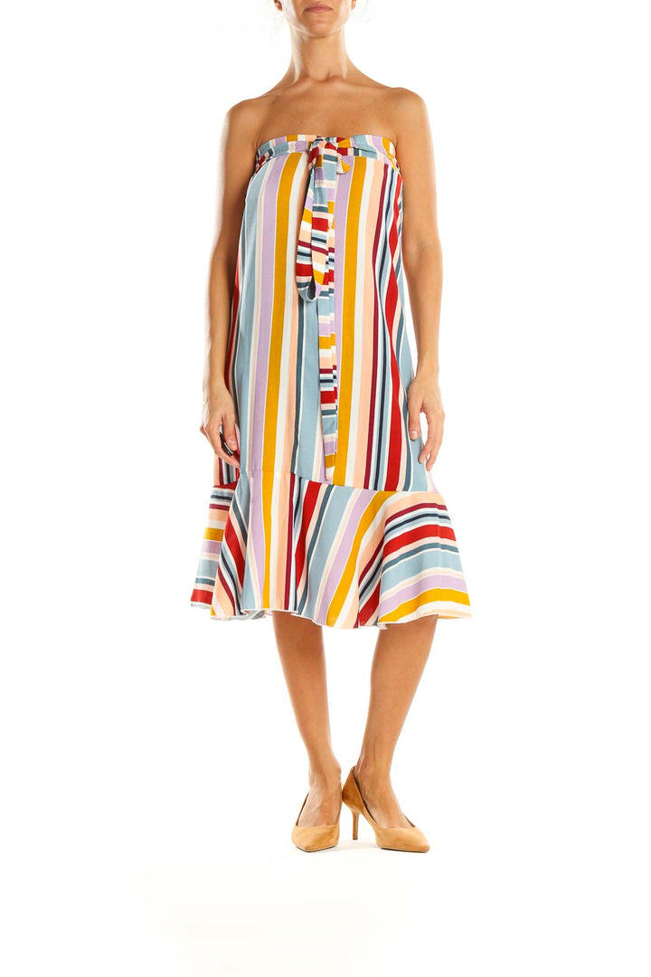 Multicolor Striped Holiday Fit & Flare Dress