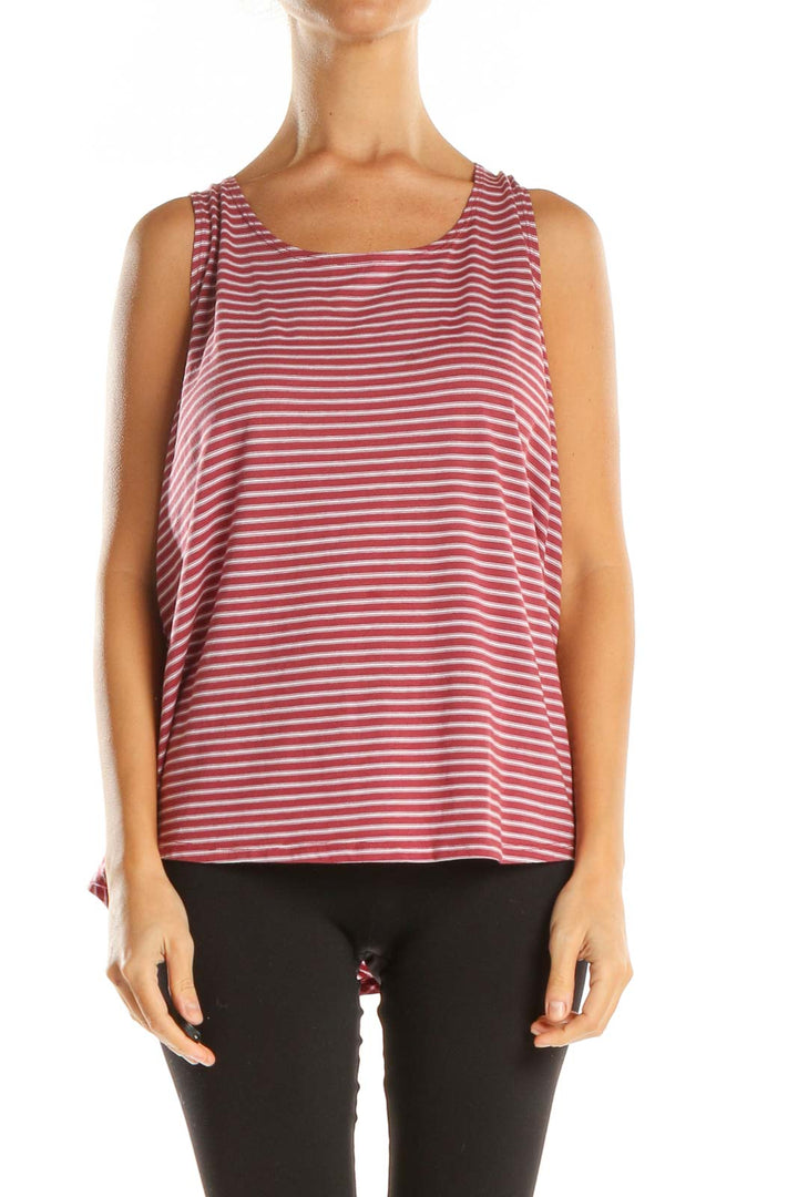 Red Striped All Day Wear Tank Top