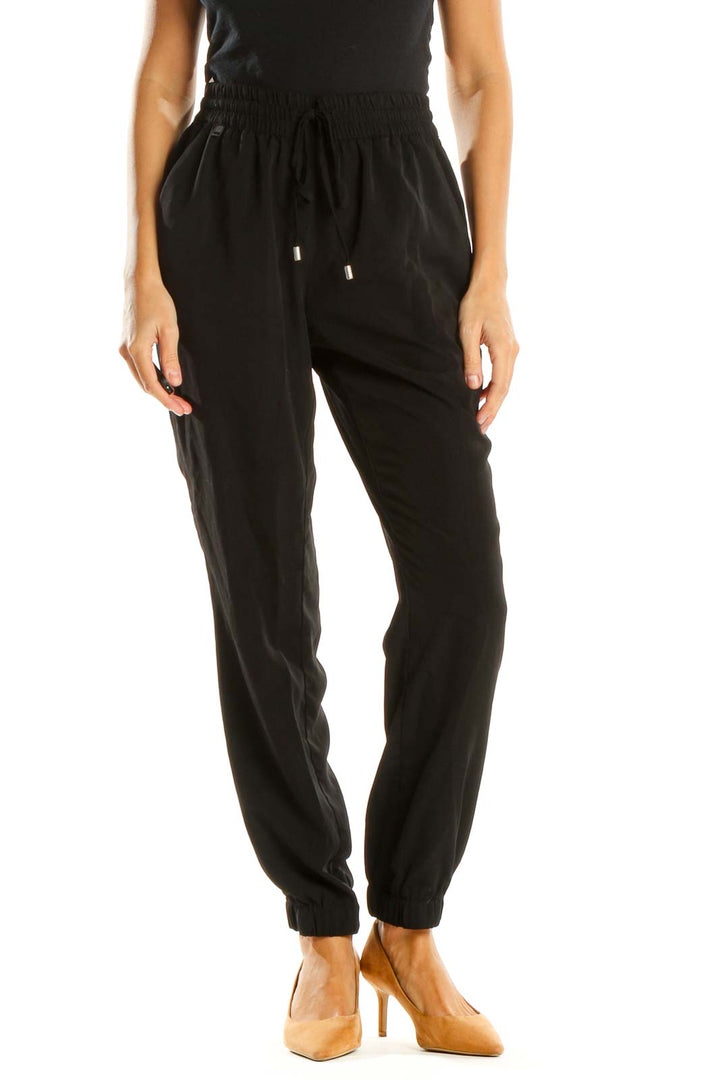 Black Solid Bohemian Pants