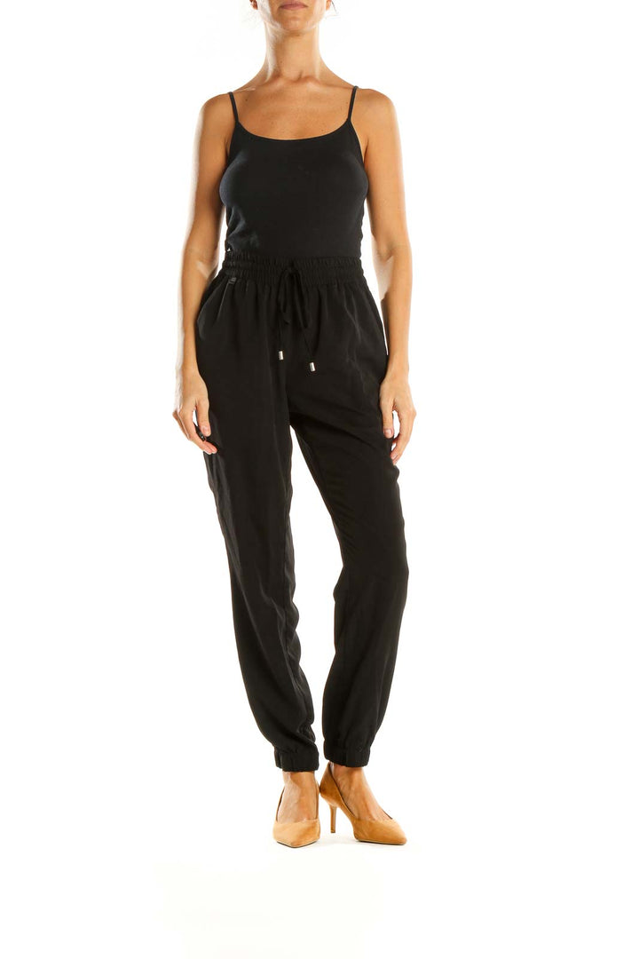 Black Solid Bohemian Pants