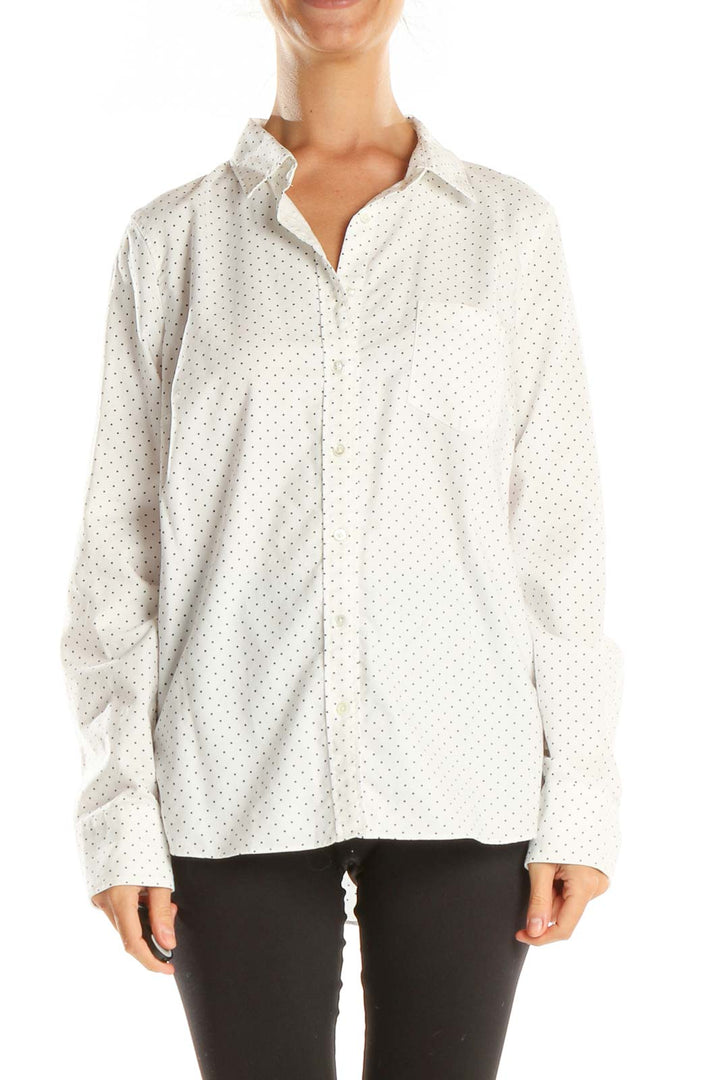 White Polka Dot Work Blouse