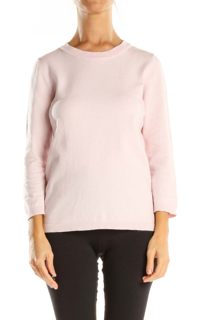 Pink Solid Casual Sweater