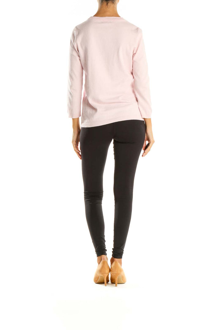 Pink Solid Casual Sweater