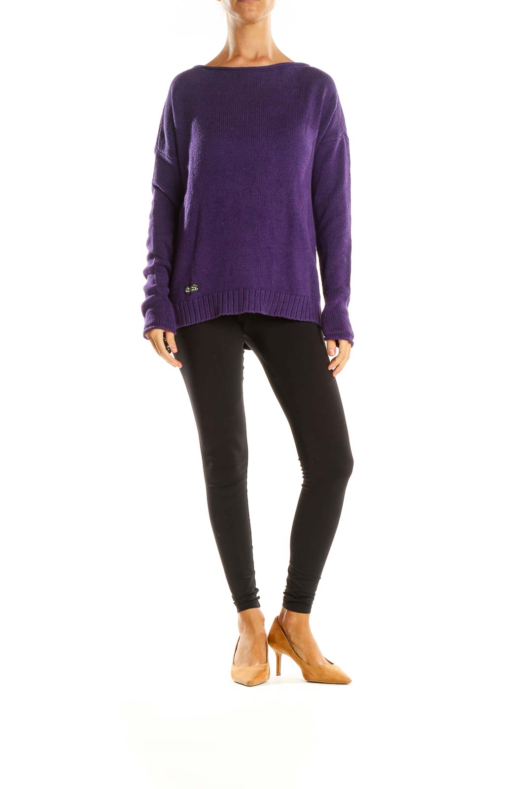 Purple Solid Classic Sweater