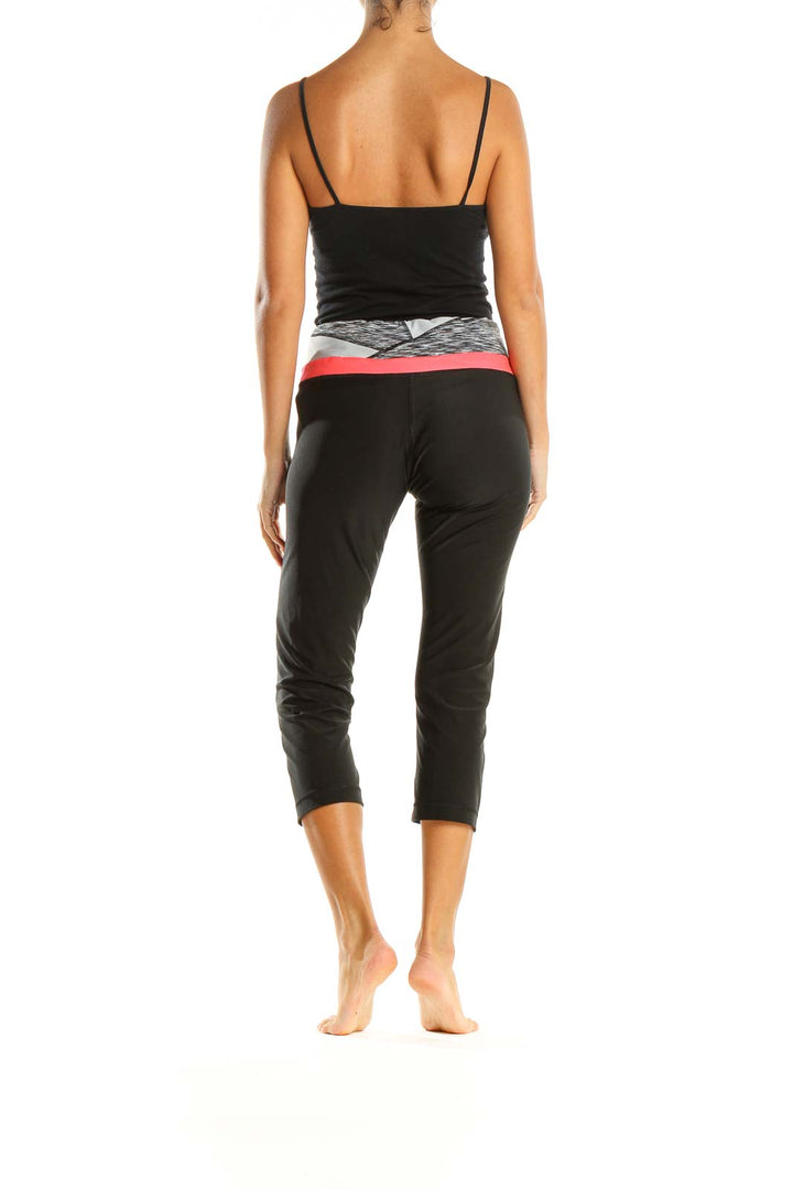 Black Solid Activewear Capri Pants