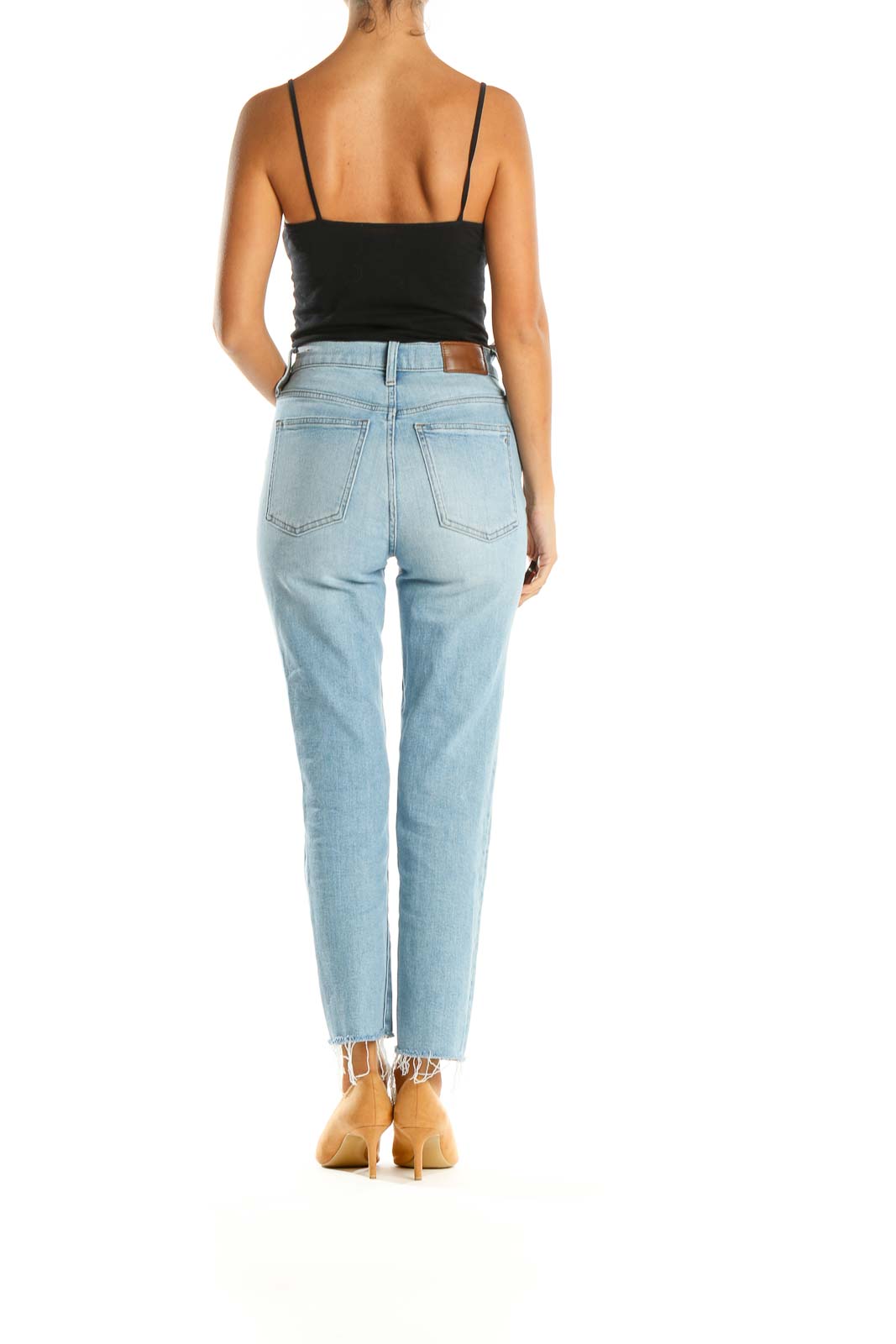 Blue Straight Leg High-WaistedJeans