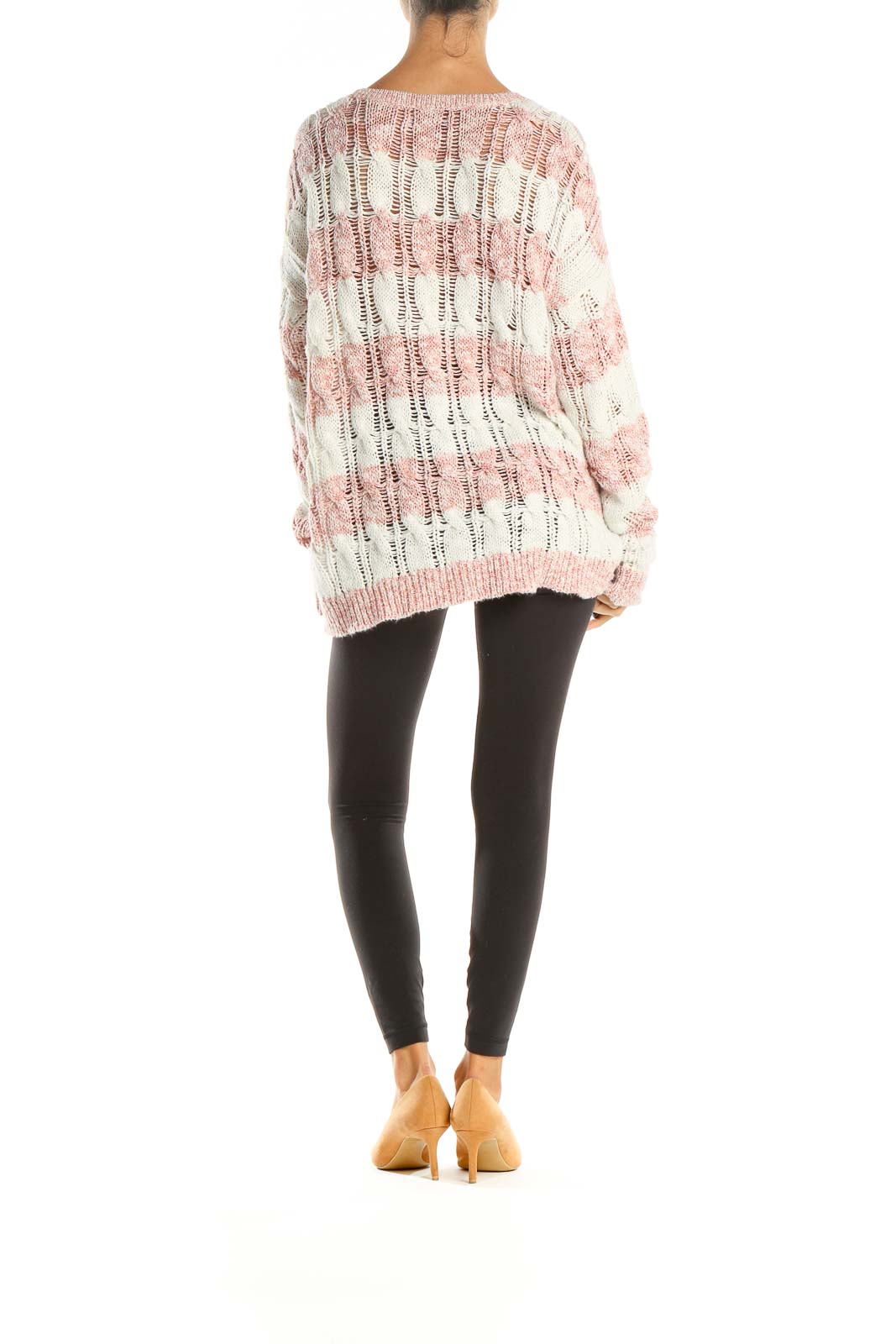 White Striped All Day Wear Sweater