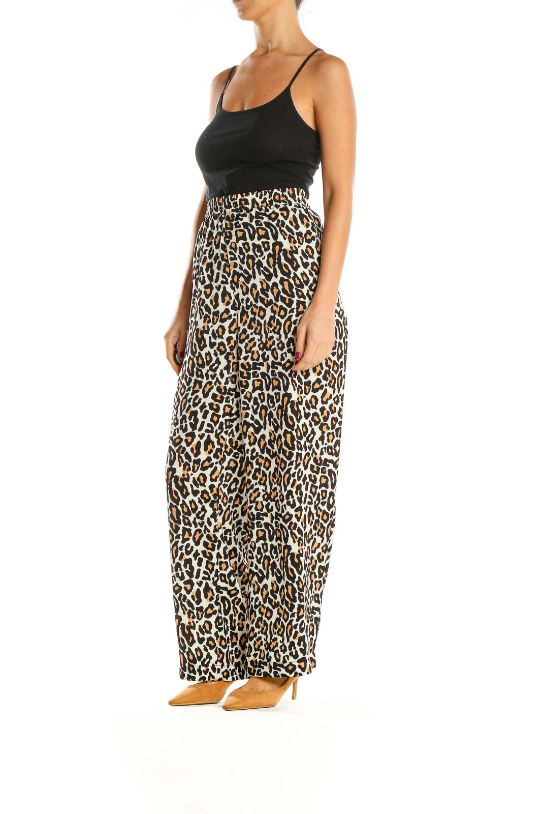 Brown Animal Print Bohemian Palazzo Pants