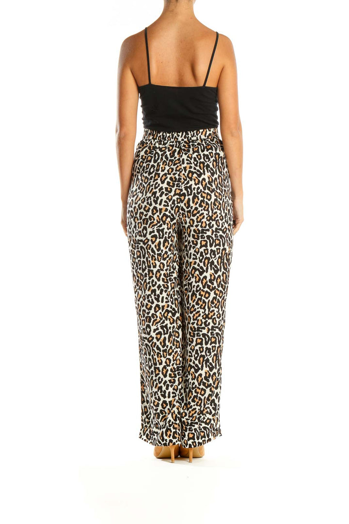 Brown Animal Print Bohemian Palazzo Pants