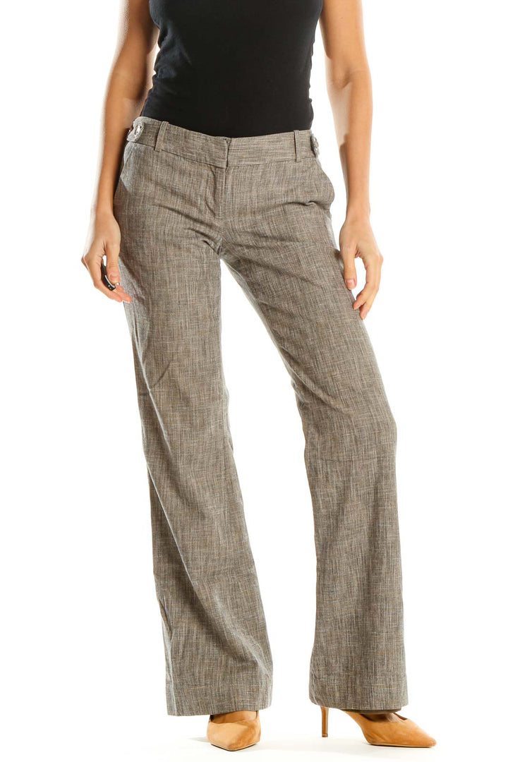 Brown Textured All Day Wear Trousers