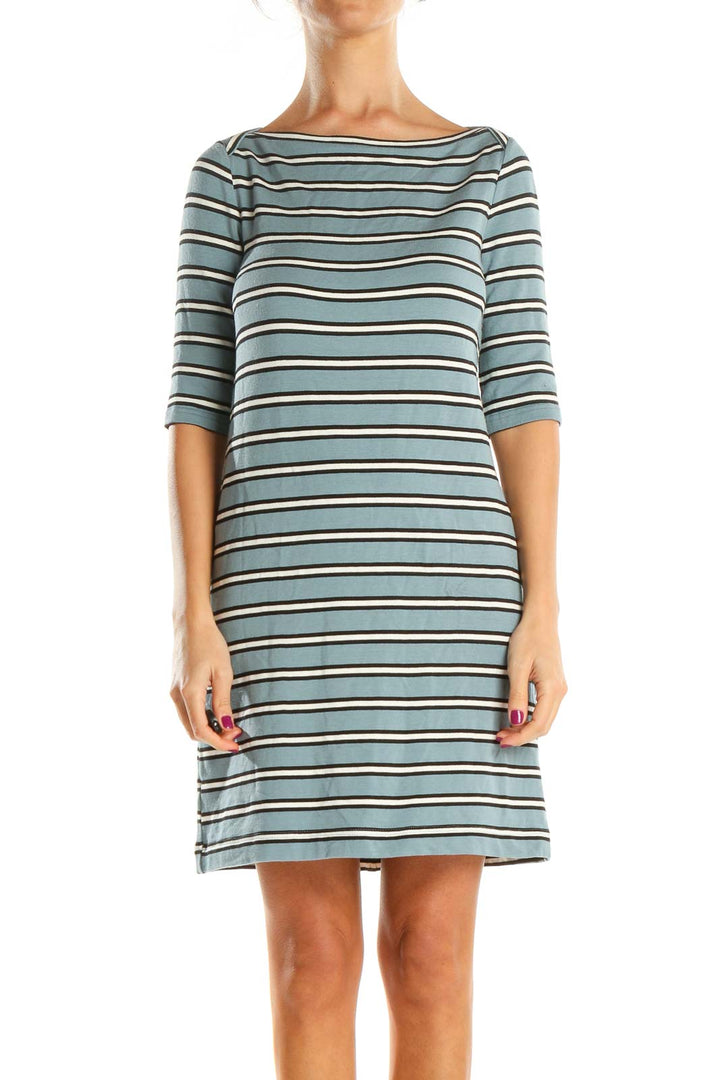 Blue Striped Day Shift Dress