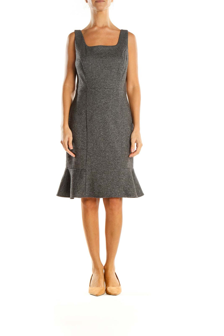 Gray Textured Fit & Flare Dress