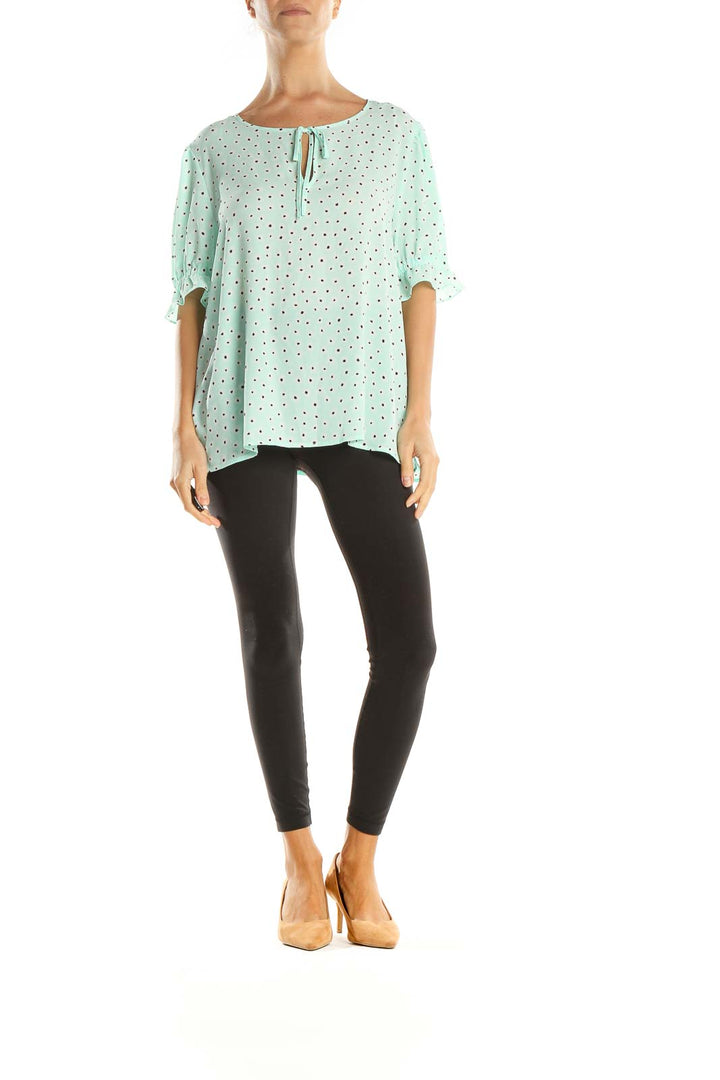 Green Polka Dot All Day Wear Blouse