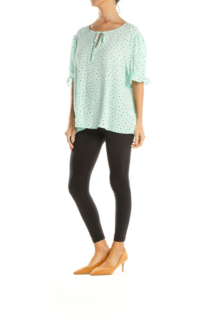 Green Polka Dot All Day Wear Blouse