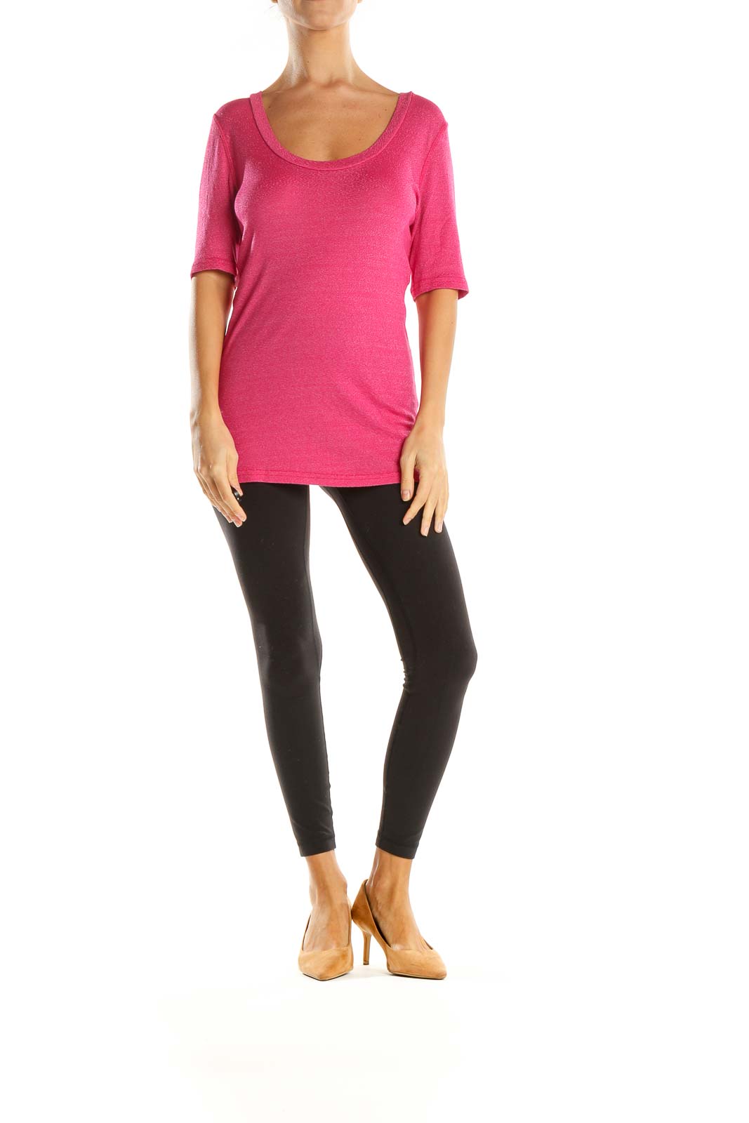 Pink Solid All Day Wear T-Shirt