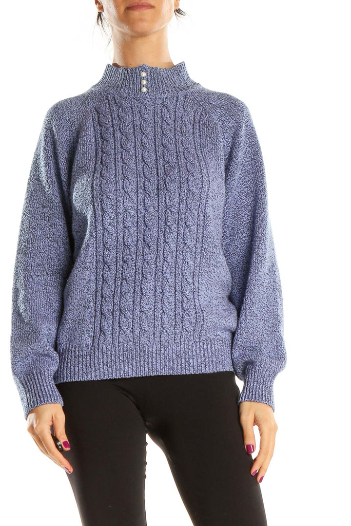 Blue Textured All Day Wear Sweater